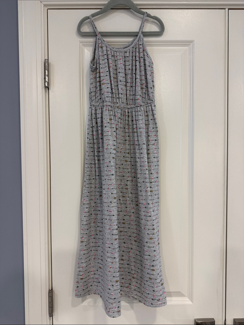jumping beans Gray Maxi Dress with Pink and Blue Dots